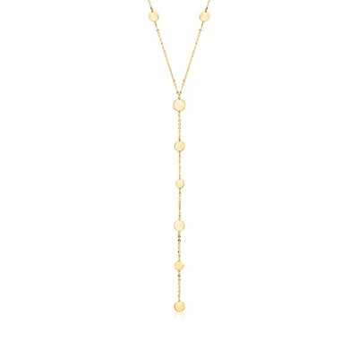 Ross-Simons Italian 10kt Yellow Gold Disc Station Y-Necklace Size 18
