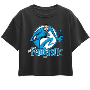 Girls' - Marvel - Fantastic Four Mr Fantastic Circle Short Sleeve Boxy Graphic T-Shirt - 1 of 1