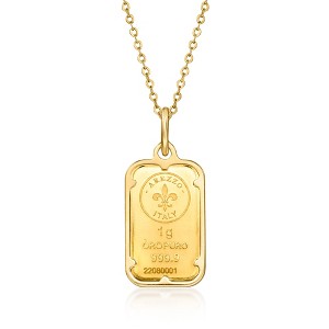 Ross-Simons Italian 24kt Yellow Gold 1-Gram Ingot Pendant Necklace With 14kt Yellow Gold Frame - 1 of 4