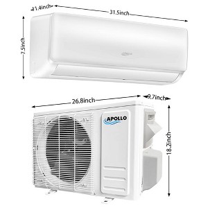 Apollo 12000 BTU 115V 18 SEER2 600 sq ft WiFi Ductless Mini Split AC with Heat Pump 12' Lineset - 1 of 4