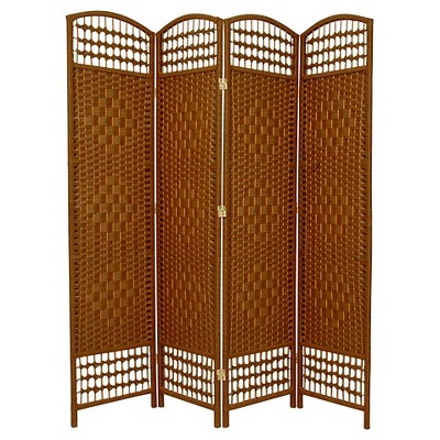 5 1/2 ft. Tall Fiber Weave Room Divider - Dark Beige (4 Panels)