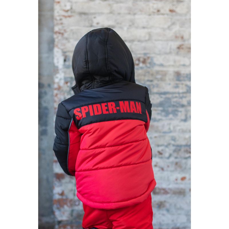 Marvel Avengers Spider-Man Hulk Black Panther Captain America Zip Up Winter Coat Puffer Jacket Toddler to Big Kid, 4 of 9