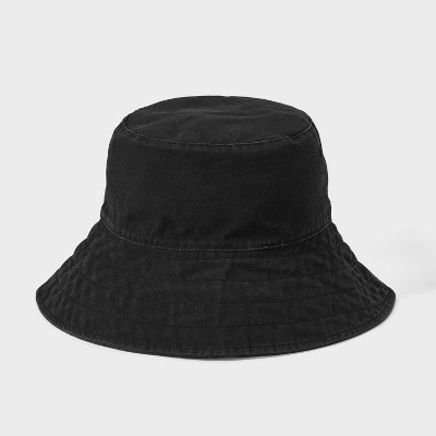 Reversible Bucket Hat - Universal Thread™ Black: Cotton, Midweight Fabric, Pull-On, Solid Pattern, One Size, Hand Wash