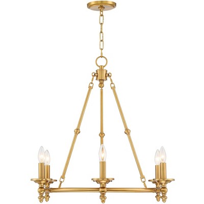 Antique Brass 6-Light Wagon Wheel Chandelier
