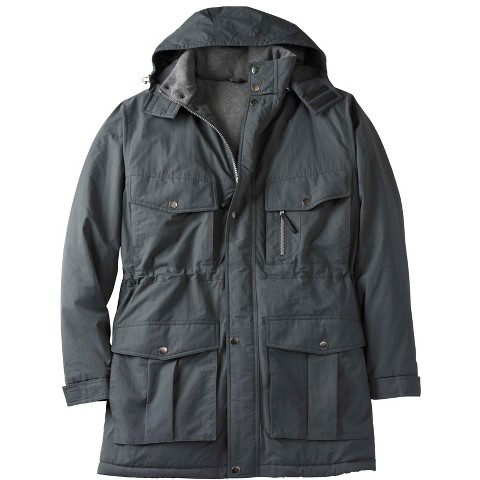 Boulder Creek by KingSize Fleece-Lined Parka With Detachable Hood And 6 Pockets - L, Carbon