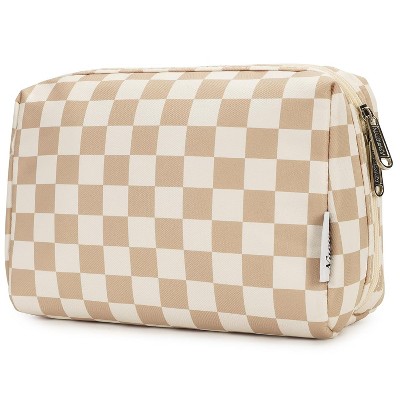 Checkered Makeup Bag Travel Cosmetic Bag Organizer Toiletry Bag Make Up Bags with Compartments for Women Girls