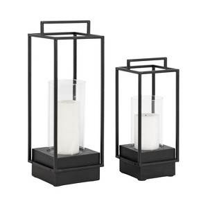 Kate and Laurel Brandt Candle Holder Set, 2 piece, Black - 1 of 4