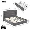 Acekool Velvet Upholstered Bed Frame with 4 Storage Drawers & Charging Station, Diamond Button-Tufted Design - 2 of 4