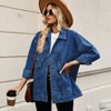 Womens Oversized Drop Shoulder Denim Jacket Casual Loose Fit Jean Coat - 4 of 4