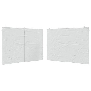 vidaXL White Party Tent Sidewalls with Zipper, 2 pcs, PE Material, UV and Water-Resistant, Easy Hook and Loop Fasteners Installation - 1 of 4