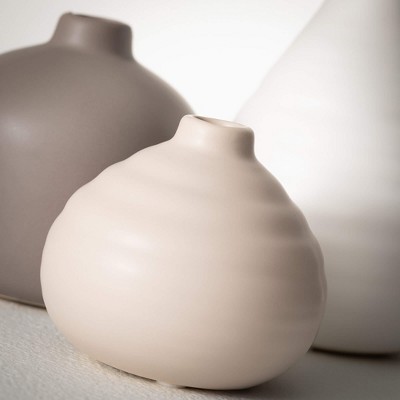 Neutral Ceramic Bud Table Vase Set of 3