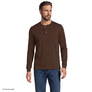 Lands' End Men's Super-T Long Sleeve Henley Shirt - X Large - Dark