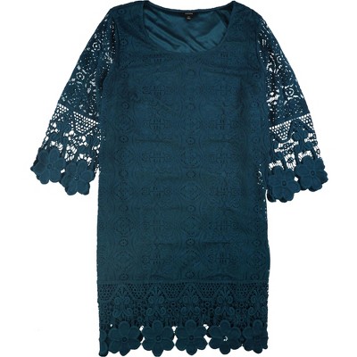 Alfani Womens Crochet-Trim A-line Dress