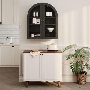 Arched Cabinet, Kitchen Wooden Organizer，Wall Mounted Bathroom Cabinet,  With Acrylic Doors & Adjustable Shelf - 1 of 4