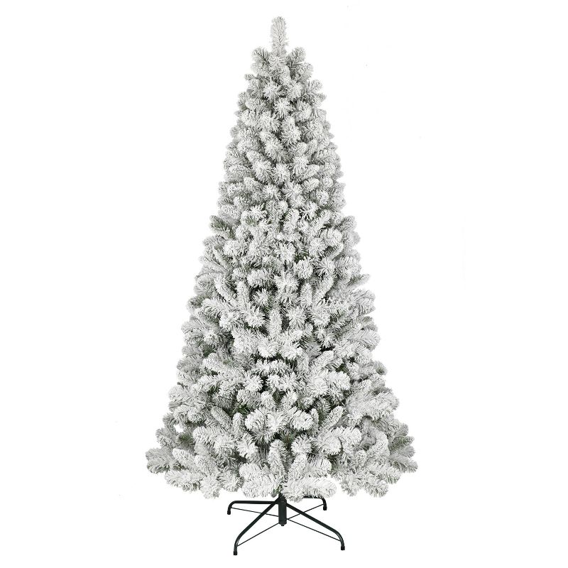 7.5ft Puleo Unlit Flocked Full Virginia Pine Artificial Christmas Tree, 1 of 5