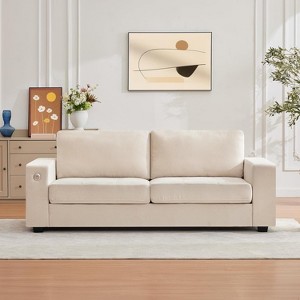 GustoWave Modern Sofa 2-Seater Couches, Chenille Sofa with Extra Seat Depth & Side Pocket, Removable Sofa Cushion - 1 of 4