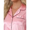 cheibear Women's Silky Satin Button Down Shirt with Shorts Sleepwear Pajama Sets - 4 of 4