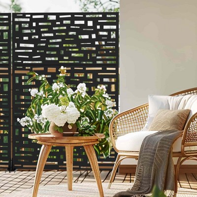 Lirago Metal Outdoor Privacy Screen Freestanding Patio Decorative Screens - 72"x47", Black