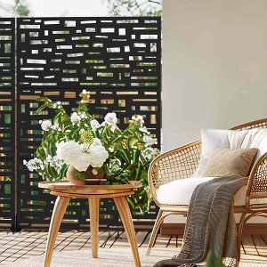 Lirago Metal Outdoor Privacy Screen Freestanding Patio Decorative Screens - 72"x47", Black - 1 of 4
