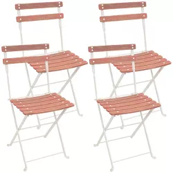 Sunnydaze Indoor/Outdoor Patio or Dining Classic Cafe Chestnut Wooden Folding Bistro Chair - Antique Pink - 4pk