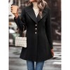 Coolmee Women's Wool Coat Long Sleeve Lapel Collar Elegant Fall Winter  Single Breasted Jacket Solid Outwear Slim Fit Peacoat - 3 of 4