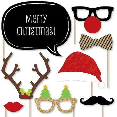 Big Dot of Happiness Christmas Party - Photo Booth Props Kit - 20 Count