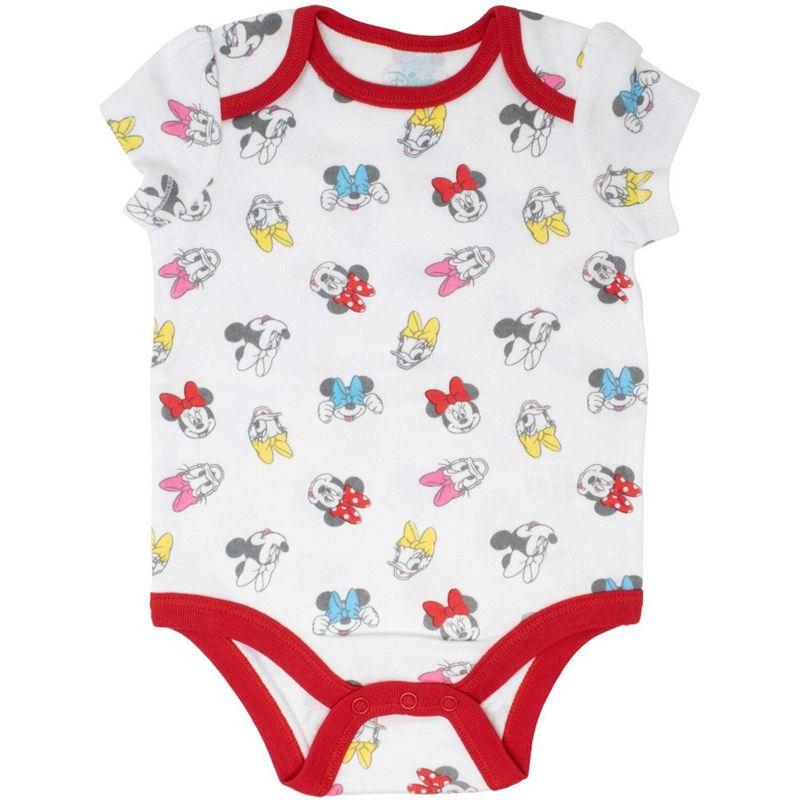 Disney Minnie Mouse Mickey Donald Duck Baby Girls 5 Pack Bodysuits Newborn to Infant, 4 of 10
