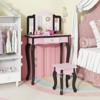 Infans Kids Vanity Set Toddler Makeup Table & Stool w/ Tri-folding Mirror Drawer - image 3 of 4