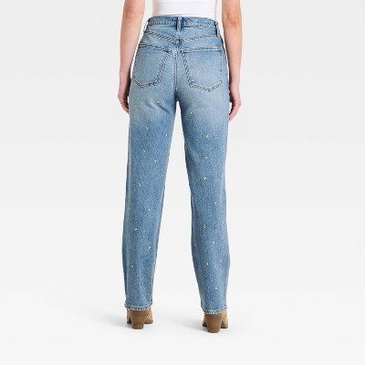 Women's Valentine's Day Highest-Rise Vintage Straight Embellished Jeans