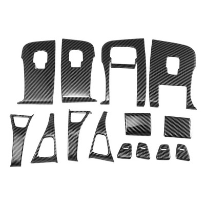 Unique Bargains Window Control Panel Door Lock Switch Cover Trim for Model 3 Model Y 2021-2022 Carbon Fiber Pattern 1 Set