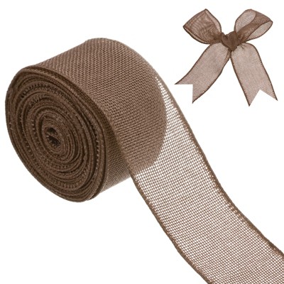 Unique Bargains Burlap Wired Edge Durable Thick Fabric Ribbons for DIY Crafts 1 Pc