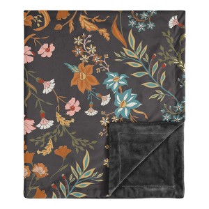 Sweet Jojo Designs Girl Baby Receiving Security Blanket Boho Floral Wildflower Black Orange and Blue - 1 of 4