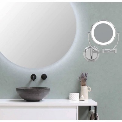 Neo Modern Chrome LED Wall Mounted Magnifying Mirror