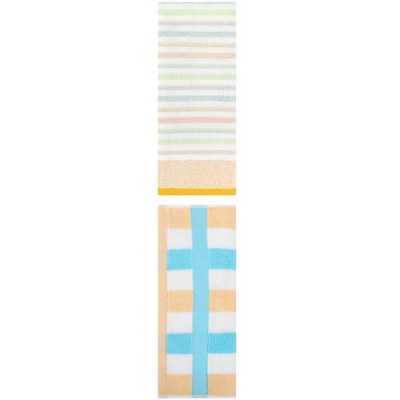 REGALWOVEN Striped Pattern Cotton Bathroom Hand Towels for Home Decor 13" x 29"/13" x 27" 2 Pcs