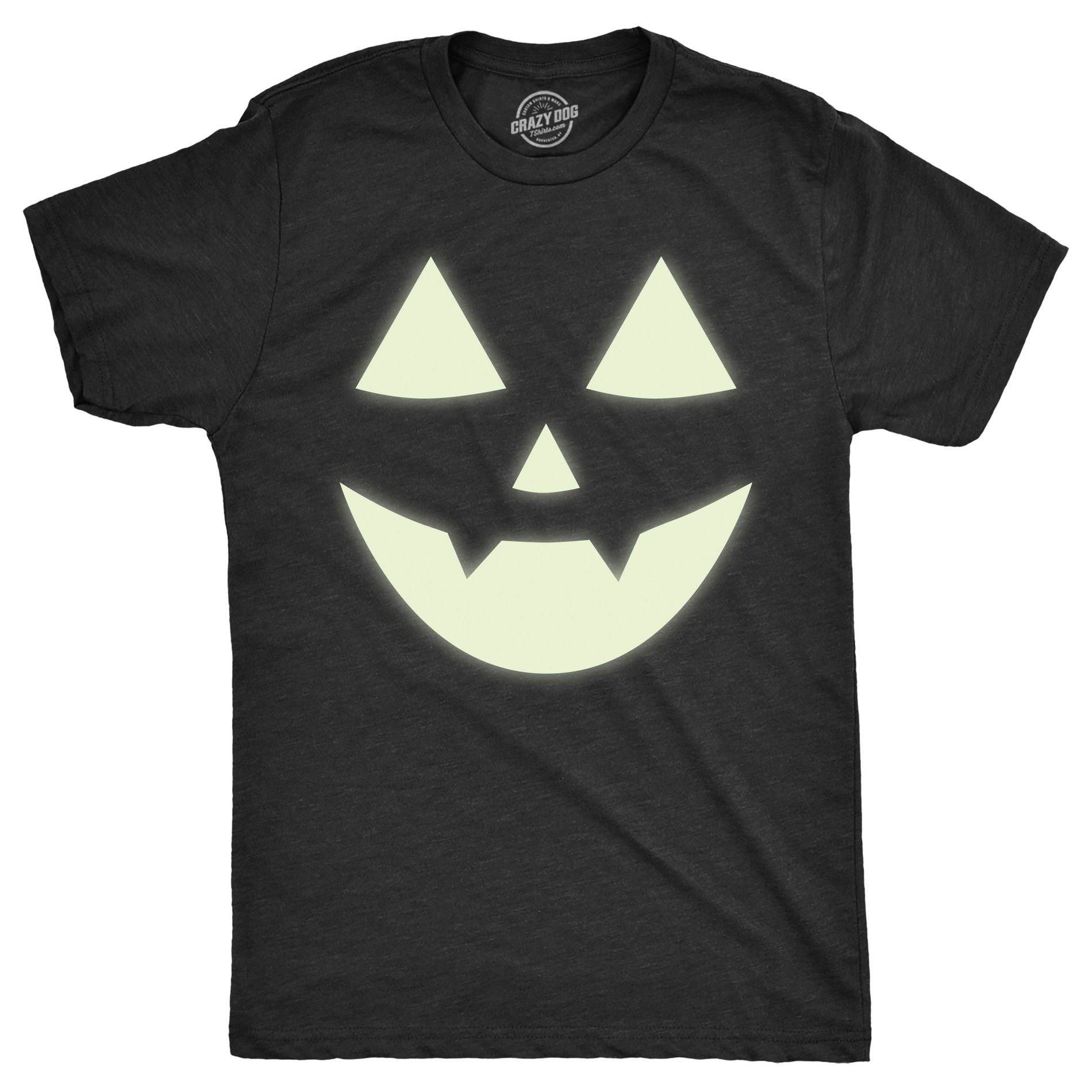 Mens Glow In The Dark Jack O Lantern T Shirt Funny Halloween Scary Pumpkin Tee for Guys - Crazy Dog Men's T Shirt For Halloween Season