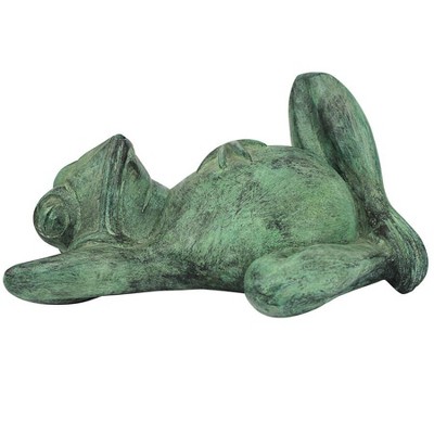 Emerald Verde Bronze Spitting Lazy Frog Garden Statue
