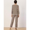 cheibear Women's Long Sleeve Pullover Top with Pants Sleepwear Pajama Sets - 3 of 4