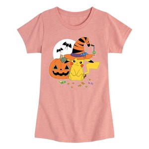 Girls' - Pokémon - Witch Pikachu With Candy Fitted Short Sleeve Graphic T-Shirt - 1 of 4