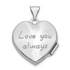 Black Bow Jewelry 14k White Gold 18mm Love You Always Scroll Heart Locket - 3 of 4
