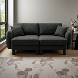 2-Seater Loveseat Sofa with Shell-Arm Design, Cylindrical Fabric Legs & Plush Foam - 1 of 4
