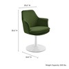 Modway Lippa Velvet Swivel Dining Armchair – Mid-Century Barrel Chair with 360° Swivel and Pedestal Base in Moss Green and White - 2 of 4