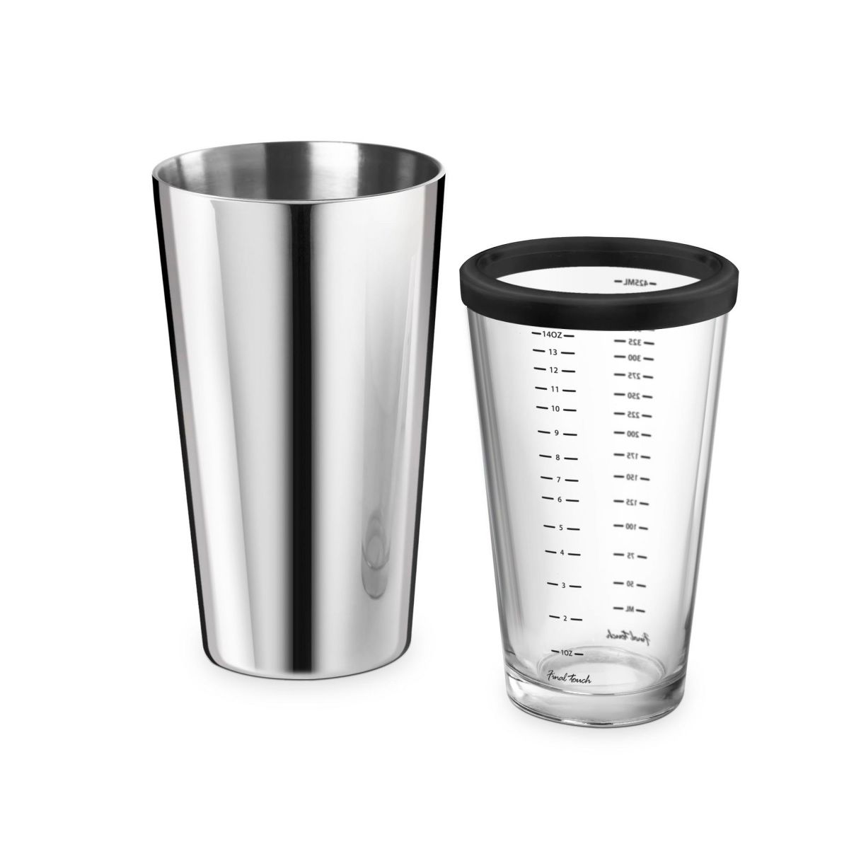 Final Touch Double-Wall Boston Shaker Set - Stainless Steel Mixing Glass with Silicone Seal - BPA-Free, Compact Storage - Leak-Proof Design - thumbnail 3