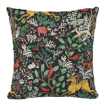 18"X18"Polyester Square Pillow in Frolic Evergreen - Skyline Furniture: Modern Plaid Design, Indoor Cotton Fabric, Zippered
