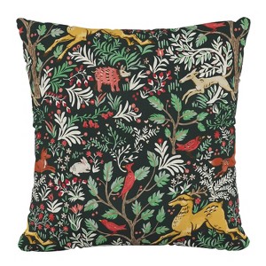 18"X18"Polyester Square Pillow in Frolic Evergreen - Skyline Furniture: Modern Plaid Design, Indoor Cotton Fabric, Zippered - 1 of 4