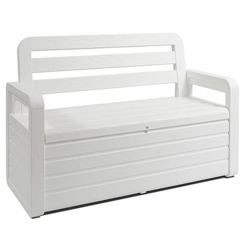 Toomax Z599E108 Foreverspring UV Weather Resistant Lockable Box Chest Bench for Outdoor Pool Patio Furniture and Deck Storage Bin, 70 Gallon (White) - image 1 of 4
