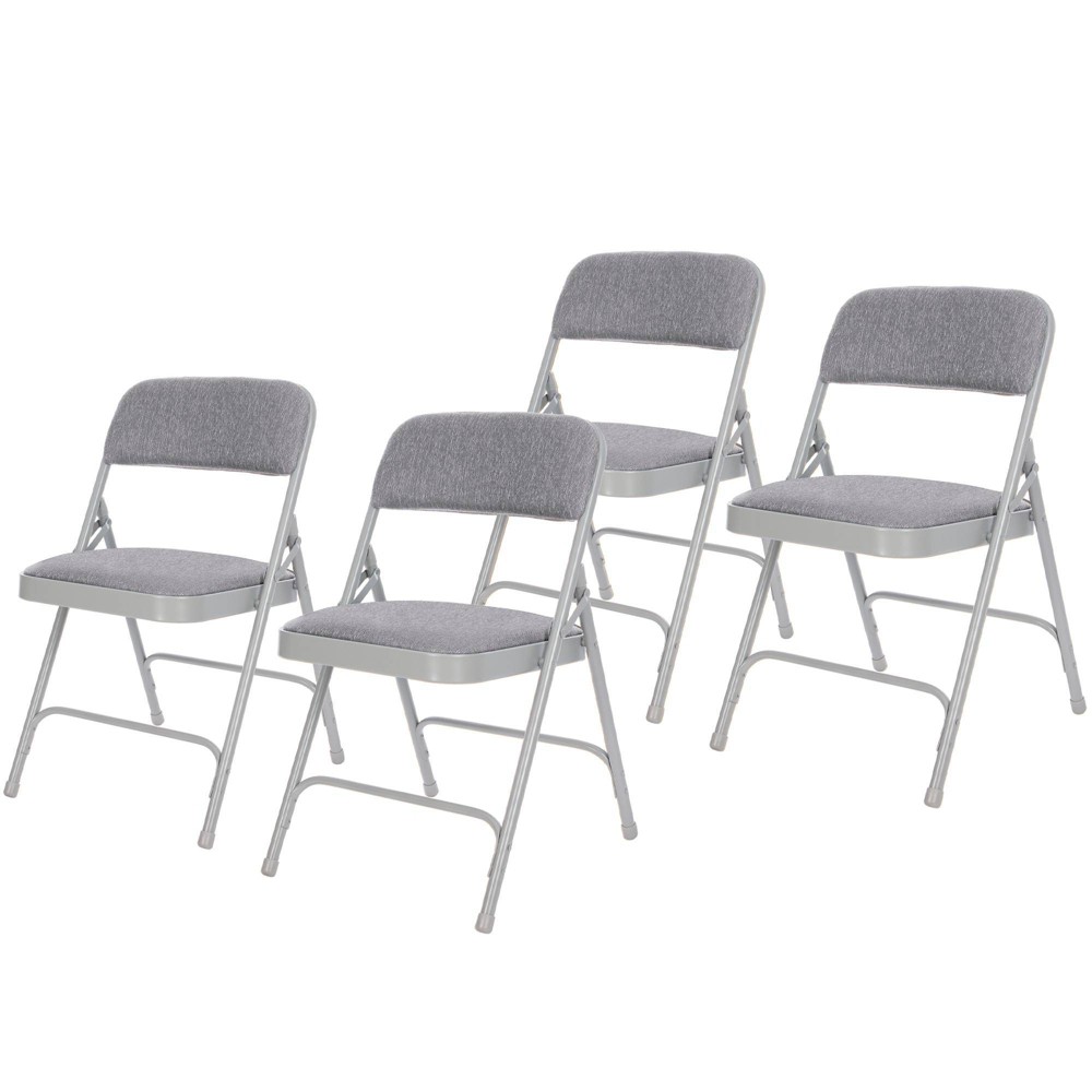 Photos - Dining Table Set of 4 Deluxe Fabric Padded Folding Chairs and Frame Gray - Hampden Furnishings: Steel Frame, Twill Upholstery, No Assembl