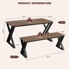 3-Piece Retro Brown Dining Set | Rectangular Table + 2 Upholstered Benches (Seats 4) | Chamfered Metal Frame for Small Kitchens/Apartments - 4 of 4