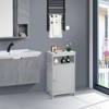 Tangkula Freestanding Bathroom Floor Storage Cabinet Wooden Storage Organizer Cupboard Shelf Grey - 2 of 4