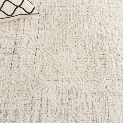 Gray Ivory Tufted Wool Square Area Rug