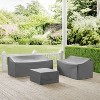Crosley 3pc Sectional Cover Set, Loveseat, Sofa and Square Table, Gray: Vinyl Protective Outdoor Furniture Covers - 2 of 4